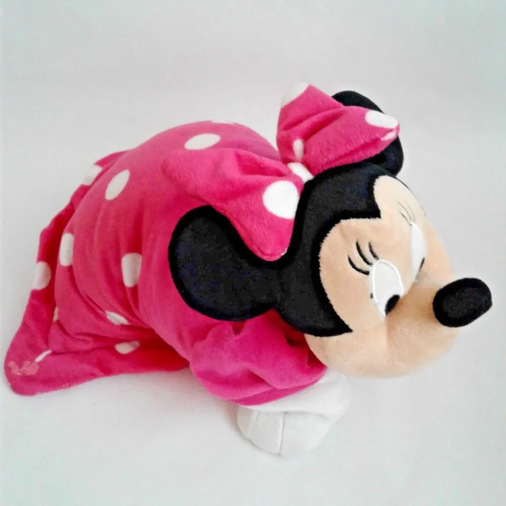 Disney Parks Minnie Mouse Pillow Pal Plush 12x14 Pink with Polka Dots Toy